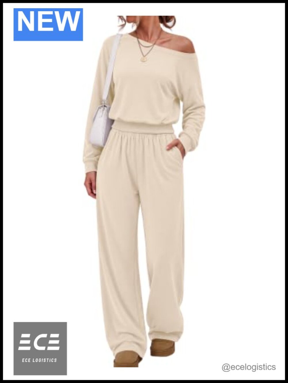 Women's 2 Piece Off Shoulder Lounge Set Wide Leg Crop Top